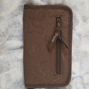 Brown Embroidered Thirty-One Zip Wallet NWOT